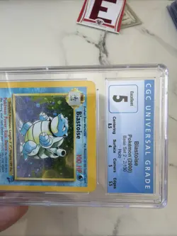 Pokemon TCG Blastoise Base Set 2 Holo Unlimited Rare CGC 5 Excellent SWIRL - Image 3