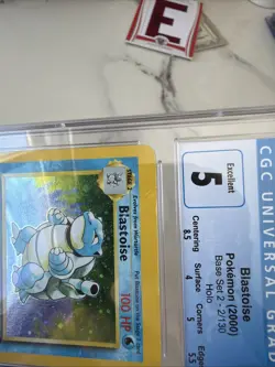 Pokemon TCG Blastoise Base Set 2 Holo Unlimited Rare CGC 5 Excellent SWIRL - Image 5