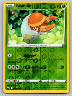 Grubbin 015/159 Common Crown Zenith Pokemon Reverse Holo Near Mint - Image 1