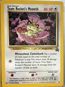 Pokemon TCG Team Rocket's Meowth Wotc Promo 18/53 Basic 40 HP Regular English - Image 1