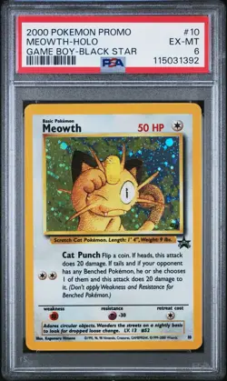 Meowth #10 PSA 6 2000 Pokemon Black Star Promo Game Boy Holo 115031392 - Image 1