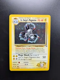 Lt. Surge's Magneton Holo Swirl 8/132 Gym Heroes Pokemon Card 2000 PSA TCG WOTC - Image 1