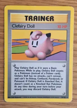 Clefairy Doll 70/102 Pokemon Base Set Trainer Card WOTC 1999 Vintage - Image 1