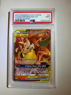 Charizard & Braixen 22/236 Cosmic Eclipse Ultra Rare Pokemon PSA 9 - Image 1