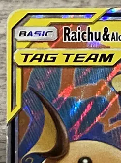 Pokemon Raichu & Alolan Raichu GX Ultra Rare Full Art TAG TEAM Holo 54/236 - Image 3