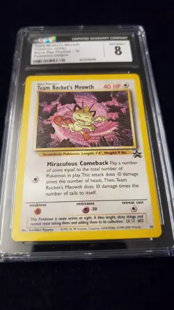 2000 Pokemon Team Rocket's Meowth Black Star Promo #18 CGC 8 NM/Mint WotC League - Image 2