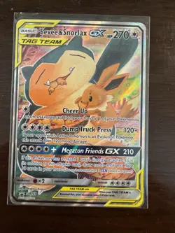 Pokemon TCG Eevee & Snorlax GX SM169 Tag Team Holo Black Star Promo - Image 1