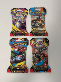 Pokemon TCG Mega Evolution Sleeve Booster Pack Lot Of 4 Art Designs Brand New - Image 2