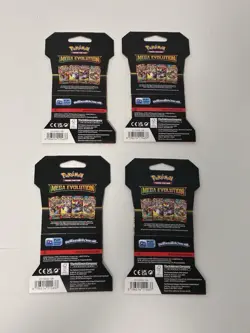 Pokemon TCG Mega Evolution Sleeve Booster Pack Lot Of 4 Art Designs Brand New - Image 3