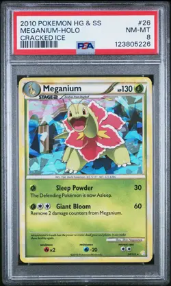 PSA 8 Pokemon TCG 2010 Heartgold & Soulsilver #26/123 Meganium Cracked Ice Holo - Image 1