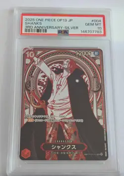 2025 One Piece Shanks OP09-004 3rd Anniversary Silver SP OP13 Japanese PSA 10 - Image 1