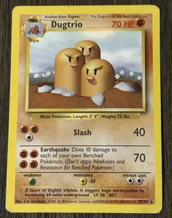 Pokemon TCG Dugtrio Base Set 19/102 Regular Unlimited Rare Vintage Card LP - Image 1