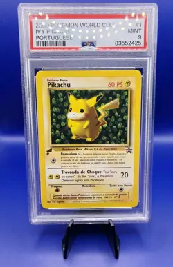 Pikachu 1 World Collection PORTUGUESE Promo Rare Pokemon Card 2000 WOTC PSA 9 - Image 3