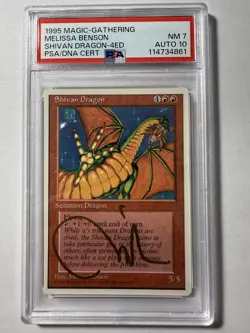MTG 4th Edition SIGNED Shivan Dragon PSA 7 NM Card PSA 10 Auto - Image 2