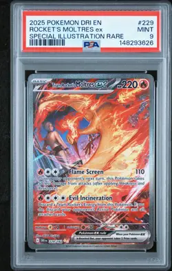 2025 POKEMON DRI SPECIAL ILLUSTRATION RARE #229 TEAM ROCKET'S MOLTRES EX PSA 9 - Image 1