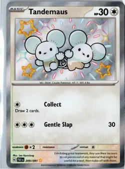 Pokemon Card - Tandemaus 209/091 Shiny Holo SV: Paldean Fates NM - Image 1