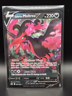 Pokemon Galarian Moltres V Ultra Rare Full Art 176/198 Chilling Reign Holo Card - Image 1