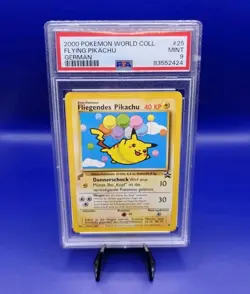 Flying Pikachu 25 World Collection GERMAN Promo Pokemon Card 2000 WOTC PSA 9 - Image 1
