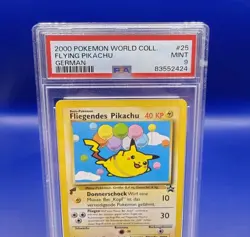 Flying Pikachu 25 World Collection GERMAN Promo Pokemon Card 2000 WOTC PSA 9 - Image 2