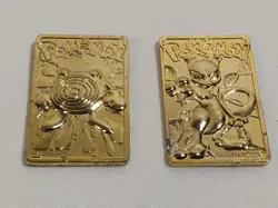 Vintage 1999 Nintendo 23K Gold Plated Pokemon Trading Card Mewtwo & Poliwhirl - Image 1