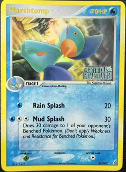 Marshtomp 24/100 Crystal Guardians Stamped Holo Rare Pokemon Card LP - Image 1