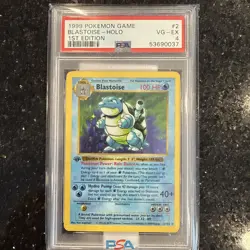 1999 1st Edition Blastoise Holo Pokemon Game Base Set Shadowless #2 PSA 4 VG-EX - Image 1