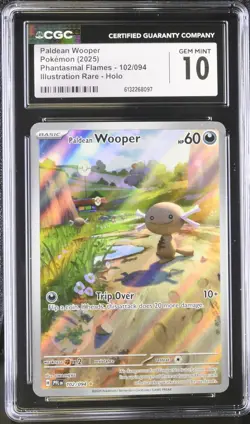 2025 Phantasmal Flames Pokemon Paldean Wooper CGC 10 102/094 - Image 2
