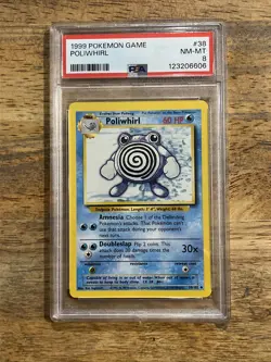 GRADED PSA 8 1999 Pokemon Game Poliwhirl #38 - Image 1