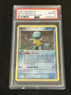 Pokemon DITTO (SQUIRTLE) 40/113 Reverse Holo (2005 Delta Species stamp) PSA 8 - Image 5