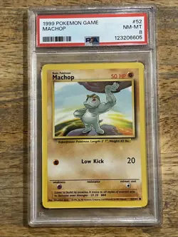 GRADED PSA 8 1999 Pokemon Game Machop #52 - Image 1