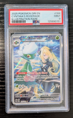 2025 POKEMON EN-DESTINED RIVALS ILLUSTRATION RARE CYNTHIA'S ROSERADE #184 PSA 9 - Image 1