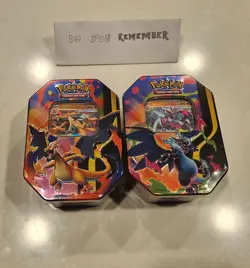Pokemon TCG Mega Charizard EX Tin Set X and Y (2 Tins) Factory Sealed - Image 1