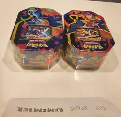 Pokemon TCG Mega Charizard EX Tin Set X and Y (2 Tins) Factory Sealed - Image 2