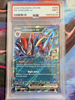 Pokemon N's Zoroark ex 098/159 Sv09: Journey Together Holo 2025 PSA 9 MINT! - Image 1