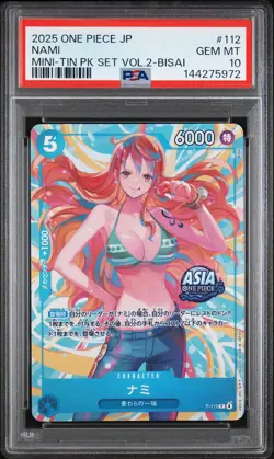 2025 ONE PIECE JAPANESE MINI-TIN PACK SET VOL.2 BISAI #112 NAMI PSA 10 - Image 1