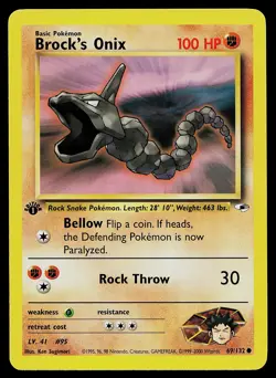 Pokemon Card - Brock's Onix Gym Heroes 69/132 Common 1st Edition - Image 1