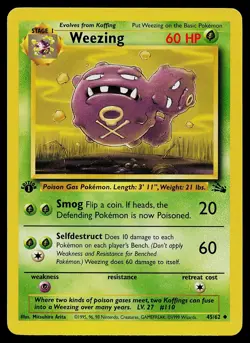 Pokemon Card - Weezing Fossil 45/62 1st Edition Uncommon - Image 1