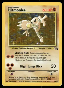 Pokemon Cards Hitmonlee 7/62 Fossil Holo Rare NM EBAY LIVE FRIDAY - Image 1