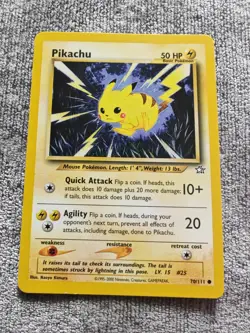 Pokemon Pikachu TCG Neo Genesis Common Card #70/111 Unlimited WOTC Vintage LP - Image 1