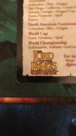 Lord Of The Rings TCG: Tournament Schedule 2003 DGMA Card LOTR PROMO ITEMS - Image 2