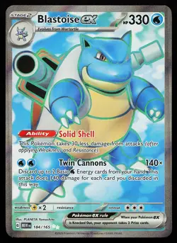 Blastoise ex 184/165 Ultra Rare English 151 Pokemon Card - Image 1