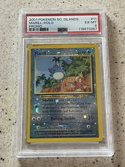 PSA 6 Marill Reverse Holo 11/18 Southern Islands Pokemon 2001 - Image 1