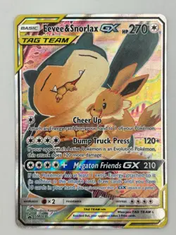 FULL ART Eevee & Snorlax GX ULTRA RARE SM Tag Team Up SM169 Pokemon TCG Promo LP - Image 1