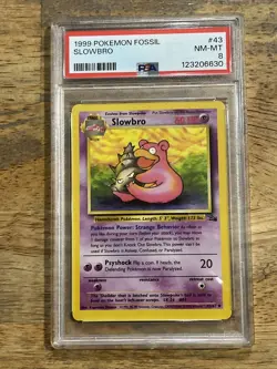 GRADED PSA 8 1999 Pokemon Fossil Slowbro #43 - Image 1