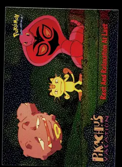 Pokemon Topps Black Logo Pikachu's Vacation Rest And Relaxation At Last #49 Foil - Image 1