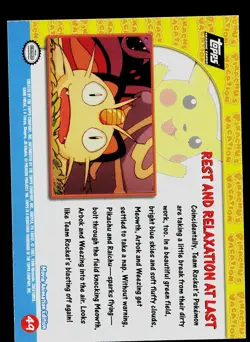 Pokemon Topps Black Logo Pikachu's Vacation Rest And Relaxation At Last #49 Foil - Image 2