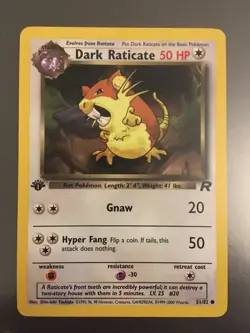 Pokemon 🌟 First Edition Dark Raticate 51/82 🌟 Team Rocket 🌟 NM-MT - Image 1