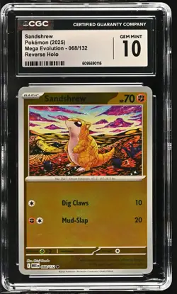 Pokemon GRADED Sandshrew 068/132 Mega Evolution 10 ENGLISH - Image 1