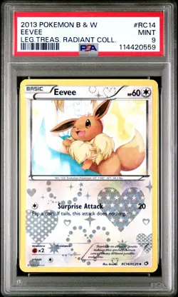2013 POKEMON LEGENDARY TREASURES EEVEE #RC14 HOLO PSA 9 MINT #114420559 - Image 1