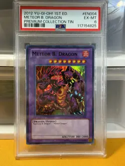 Yu-Gi-Oh! Meteor B. Dragon PRC1-EN004 1st Ed Super Rare Fusion 2012 Tin PSA 6 - Image 1